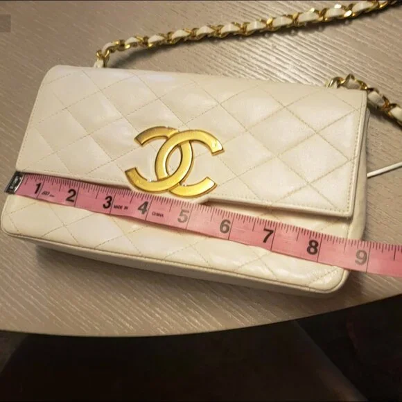 Chanel Vintage Interlocking CC White Leather Flap Bag Purse β¨π€ - Picture 6 of 17